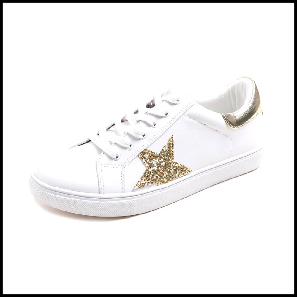 Women's PU Leather Lace-Up Fashion Sneakers, Slim Fit, Non-Slip Rubber Sole